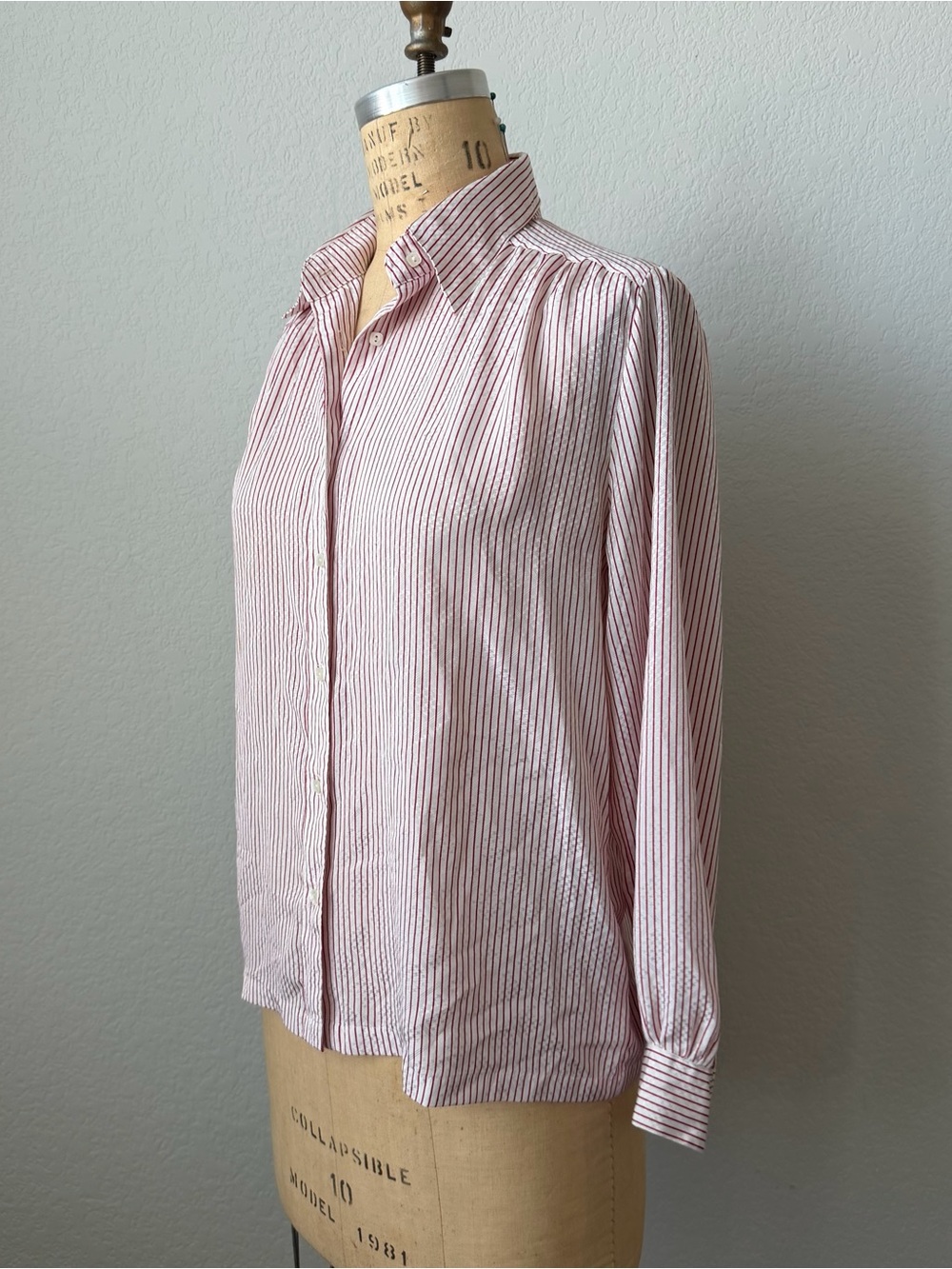 Pierre Balmain Red and White Striped Button-Down Shirt